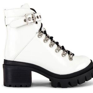 Jeffrey Campbell White Combat Boots with Black Sole